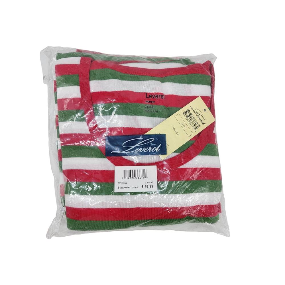 NWT Leveret Women's Striped Christmas Pajama Set Multicolor Size X-Small
